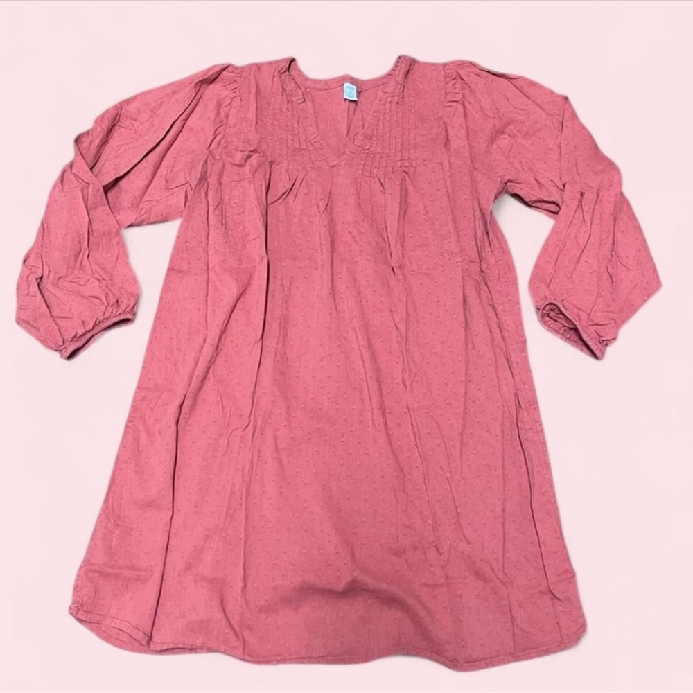 Old Navy Clip Dot Midi Swing Dress Medium Dark Pink Boho A-Line Peasant